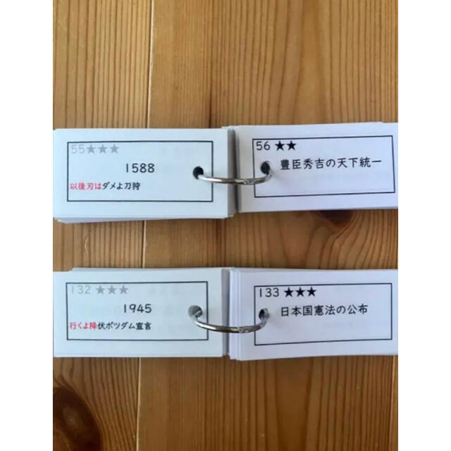 歴史単語帳 語呂合わせ 4分の1カット 穴あけ済みの通販 by ぴのこ's