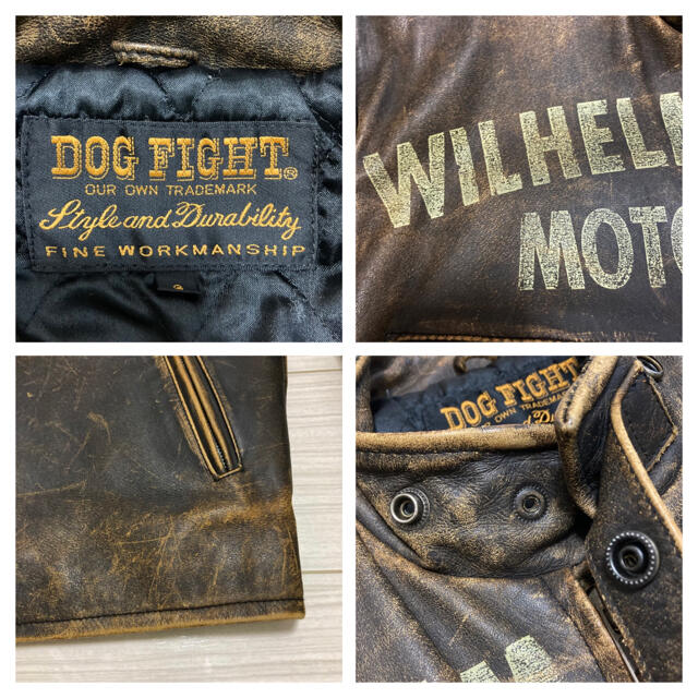 レア◇DOG FIGHT◇ヴィンテージレザー ステンシル ライダース