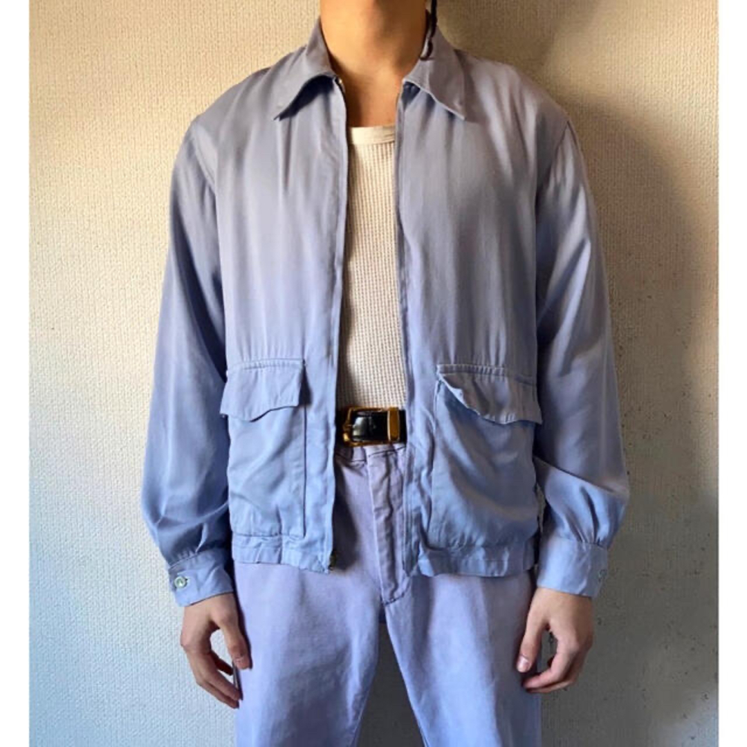 超希少カラー ラベンダーブルー 50s 60s レーヨンギャバジン