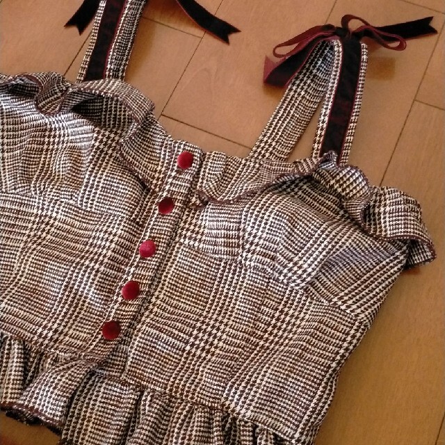 LIZ LISA - LIZ LISA チェック柄 ビスチェ セットアップ ボルドーの