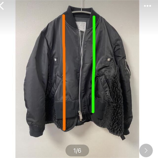 sacai - sacai サカイ MA-1 ブルゾン ブラック ナイロンツイル ボアの