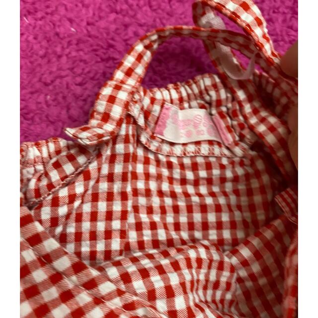 mezzo piano - メゾピアノ 立体うさぎ ギンガムチェック 赤 トップス