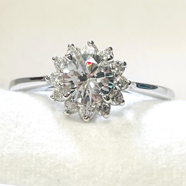 13.5号 フラワー 指輪 ファッションリング czダイヤモンド S925の通販