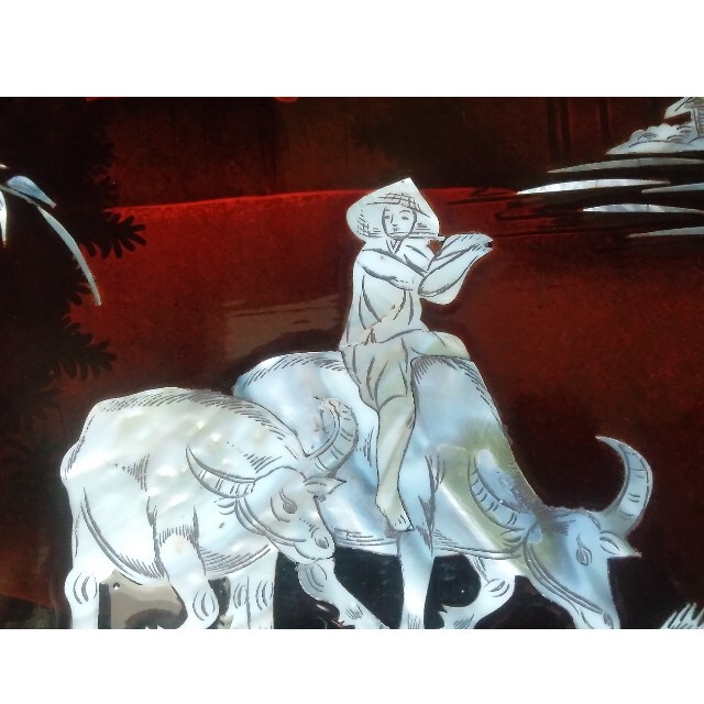 ベトナム漆螺鈿細工のパネル（バイヨン寺院）4枚綴り