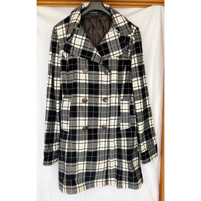 φES CRAZY ANGEL 黒白チェック オーバーコート M 裏地付きの通販 by