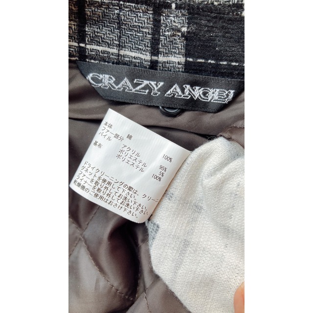 φES CRAZY ANGEL 黒白チェック オーバーコート M 裏地付きの通販 by