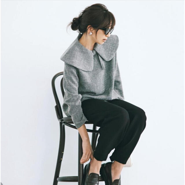 yori スプリングツイードライクブラウス グレーの通販 by しんかん's