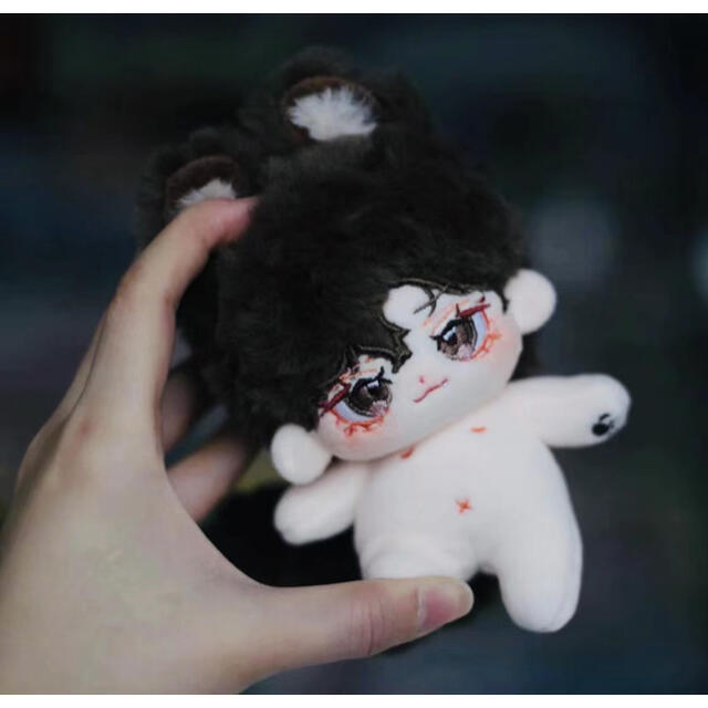 10cmペア ぬいぐるみ 本体+耳+尻尾 着せ替え 無属性 黒＆ピンクの通販