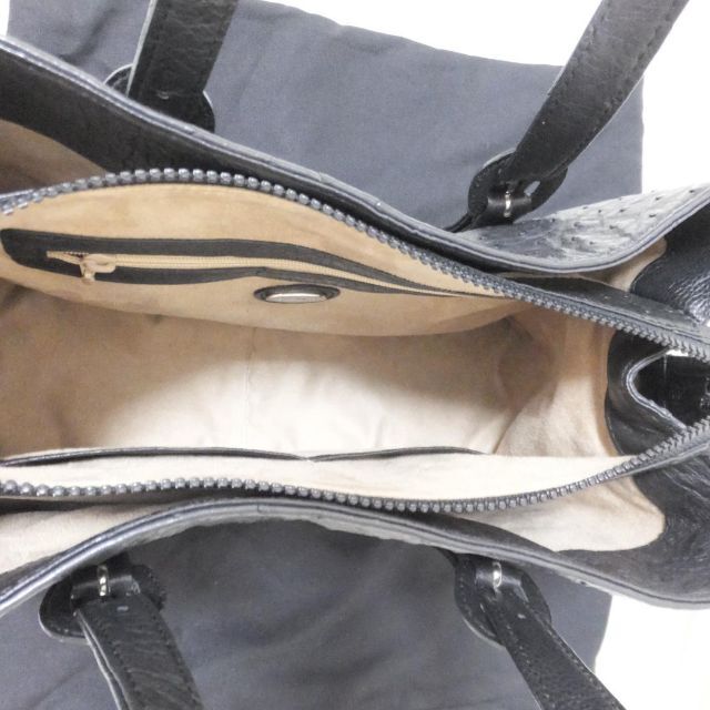 未使用 Takechi ブラック オーストリッチ ハンドバッグ □ Q313の通販