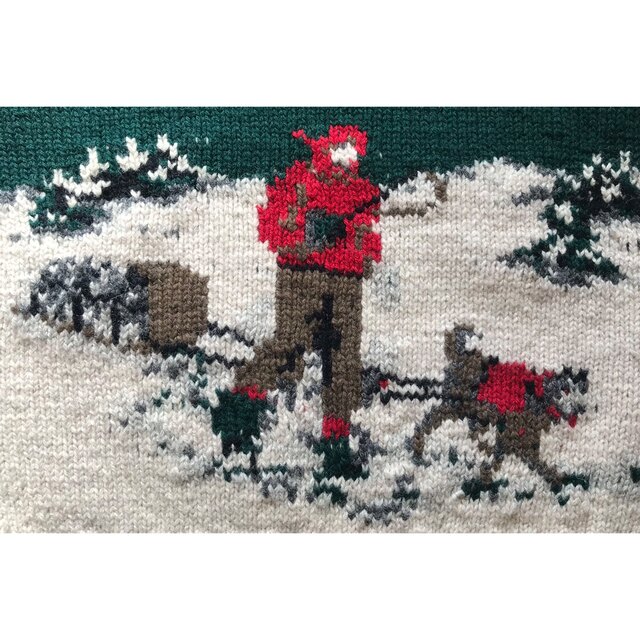 圧巻の犬ぞり柄&ネイティブ柄 風景画 90's ラルフローレン ニット