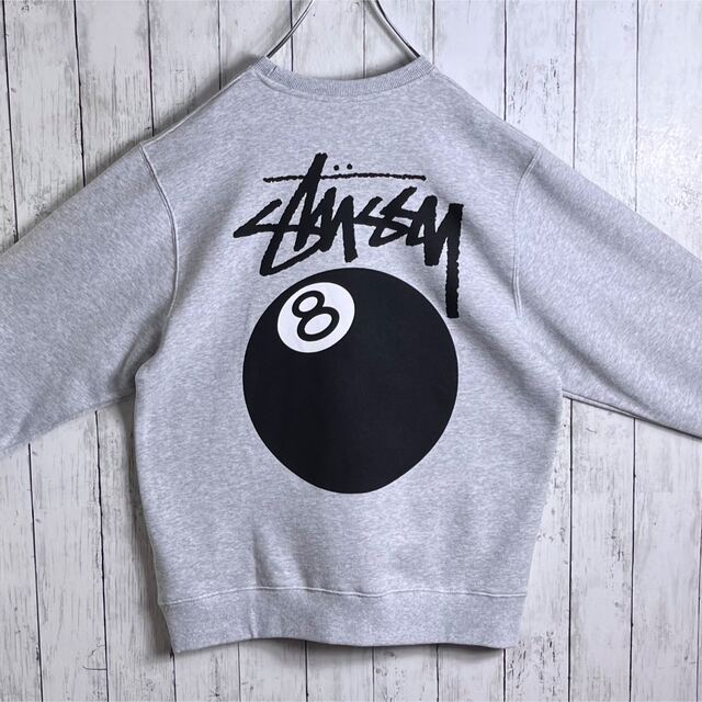 STUSSY - 【美品】ステューシー 両面プリント 8ボール スウェット L 灰
