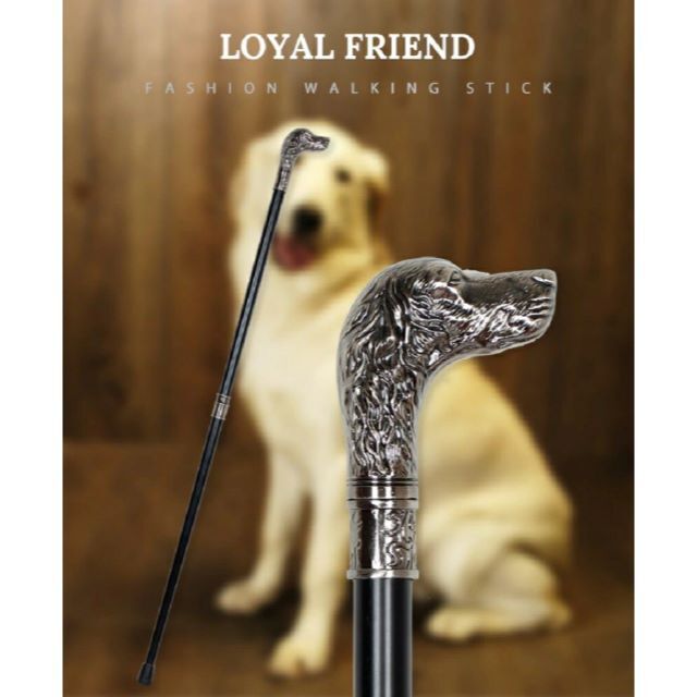 杖 ドッグ 犬 つえ ステッキ おしゃれ 高級 銀 男性 女性 金属 シAiOの