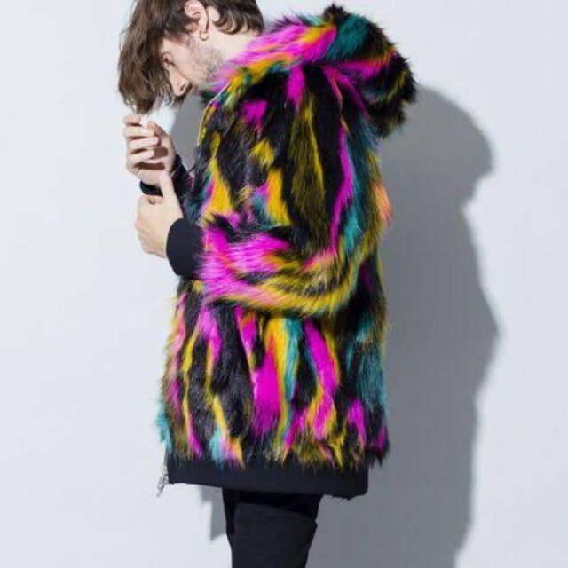 NO ID. - 【美品】NO ID. ノーアイディー MIXフェイクファーフーデッド