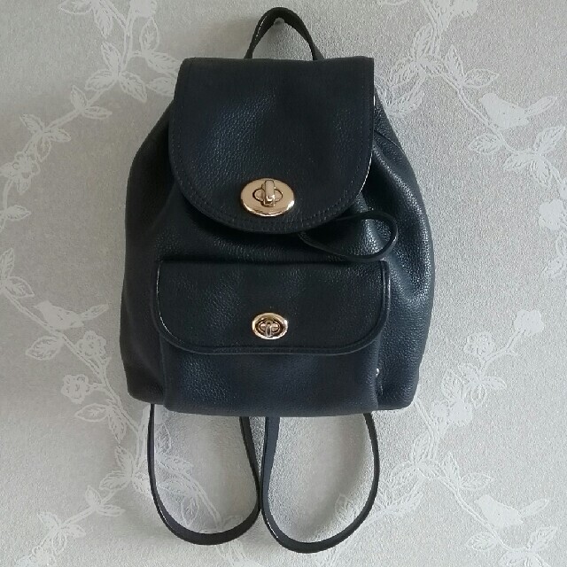 未使用に近い COACH ミニリュック バックパック ターンロック シボ