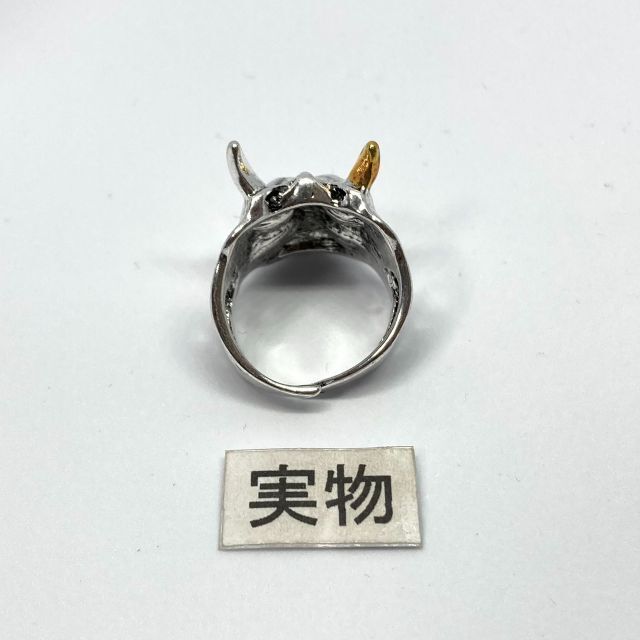 般若の面 鬼 リング ユニセックス 仏 鬼の形相 かっこいい キバ 牙