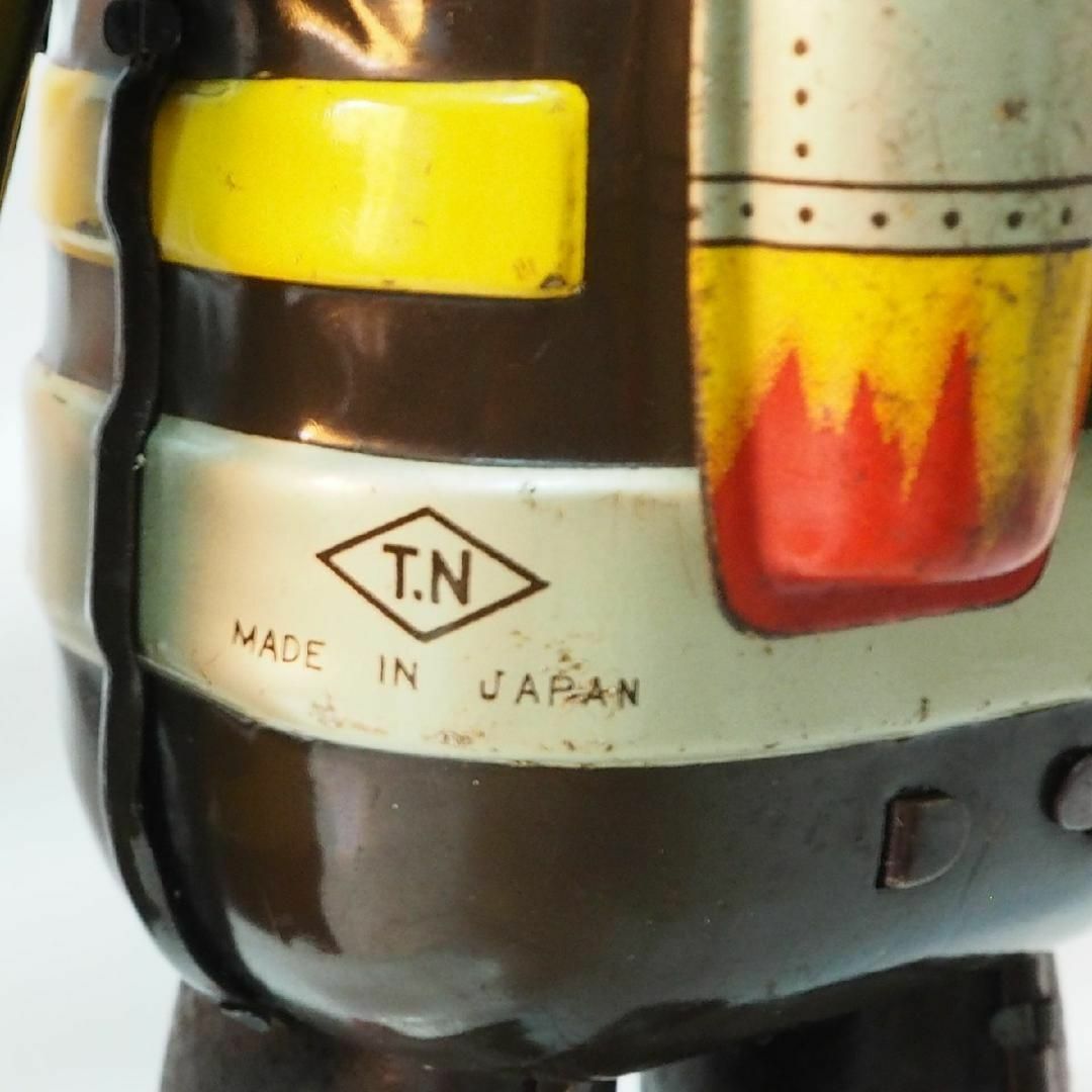 野村【鉄人28号 焦茶 パンチ交換サビ有 金具欠】ブリキ ロボットTIN箱