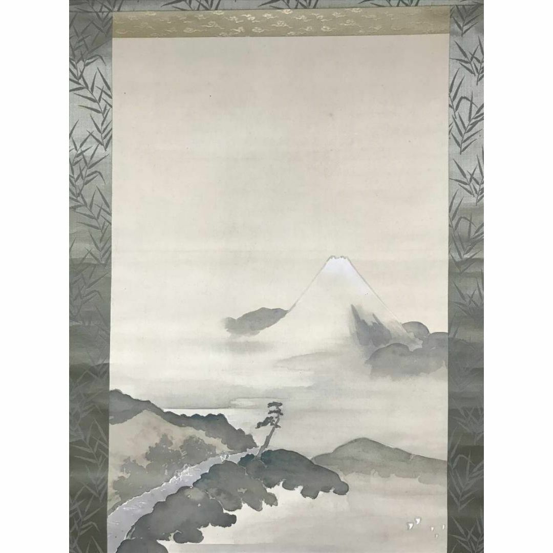 真作】京月/富士見街道図/富士山図/山水図/掛軸☆宝船☆AB-826の通販