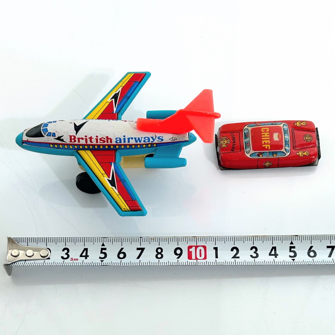 ブリキおもちゃ2個セット 飛行機 車 日本製 昭和レトロ アンティーク