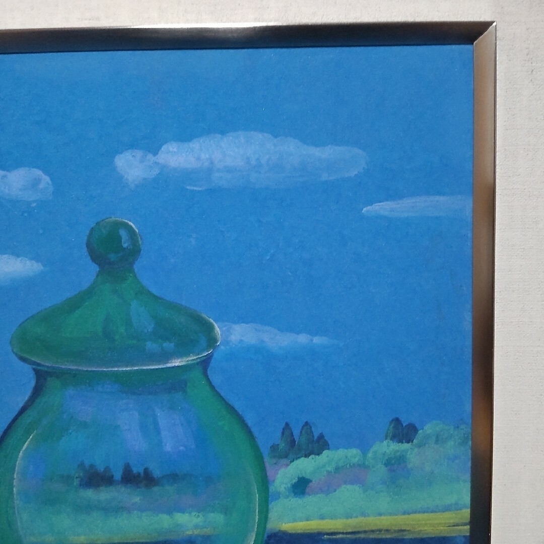 絵画日本画静物画川島睦郎壜日展会員・審査員共シール肉筆