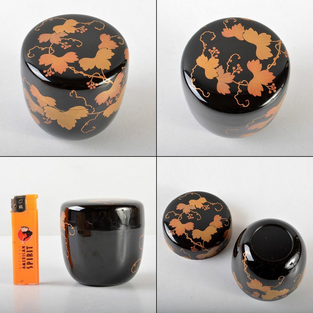 茶道具新井司峰造蔦蒔絵大棗共箱CR5883