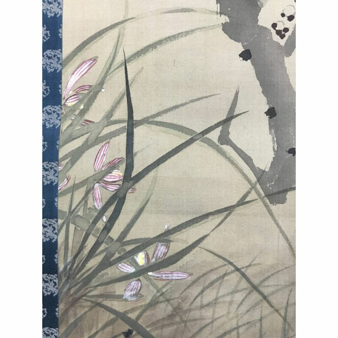 真作】平井直水/梅蘭に鴬図/花鳥図/早春図/掛軸☆宝船☆AC-590の通販