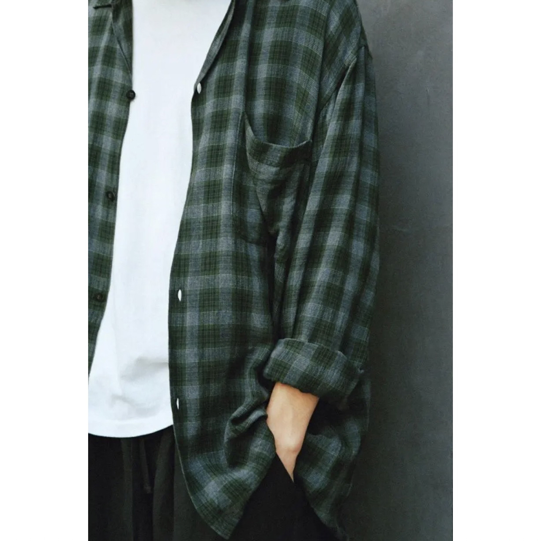 COMOLI - 20ss COMOLI レーヨンオープンカラーシャツ グリーン