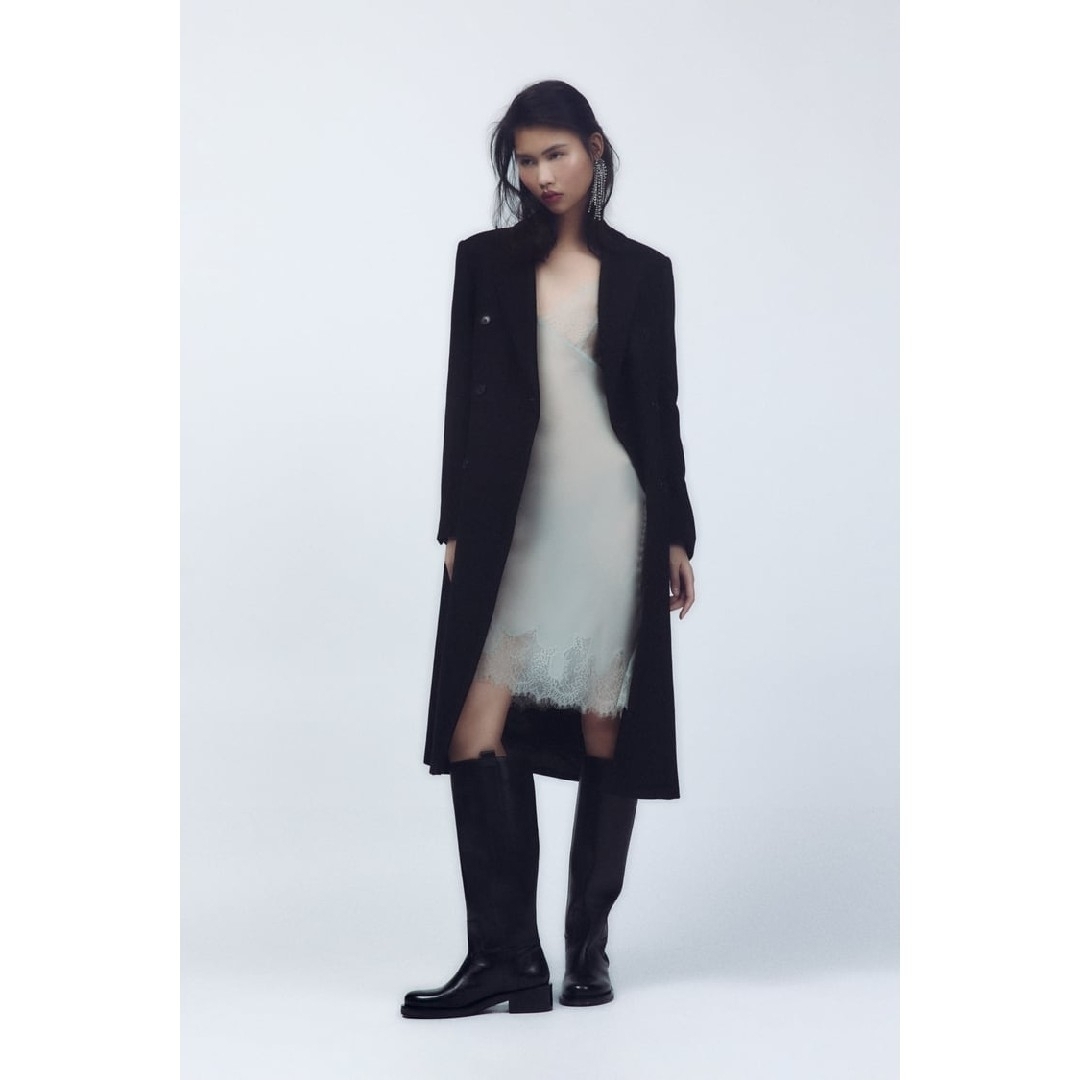 ZARA - ZARA レザーフラットブーツ 36サイズ ブラックの通販 by