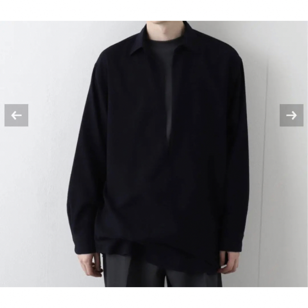 COMOLI ウールビエラ スキッパーシャツ 3 22AW チャコール