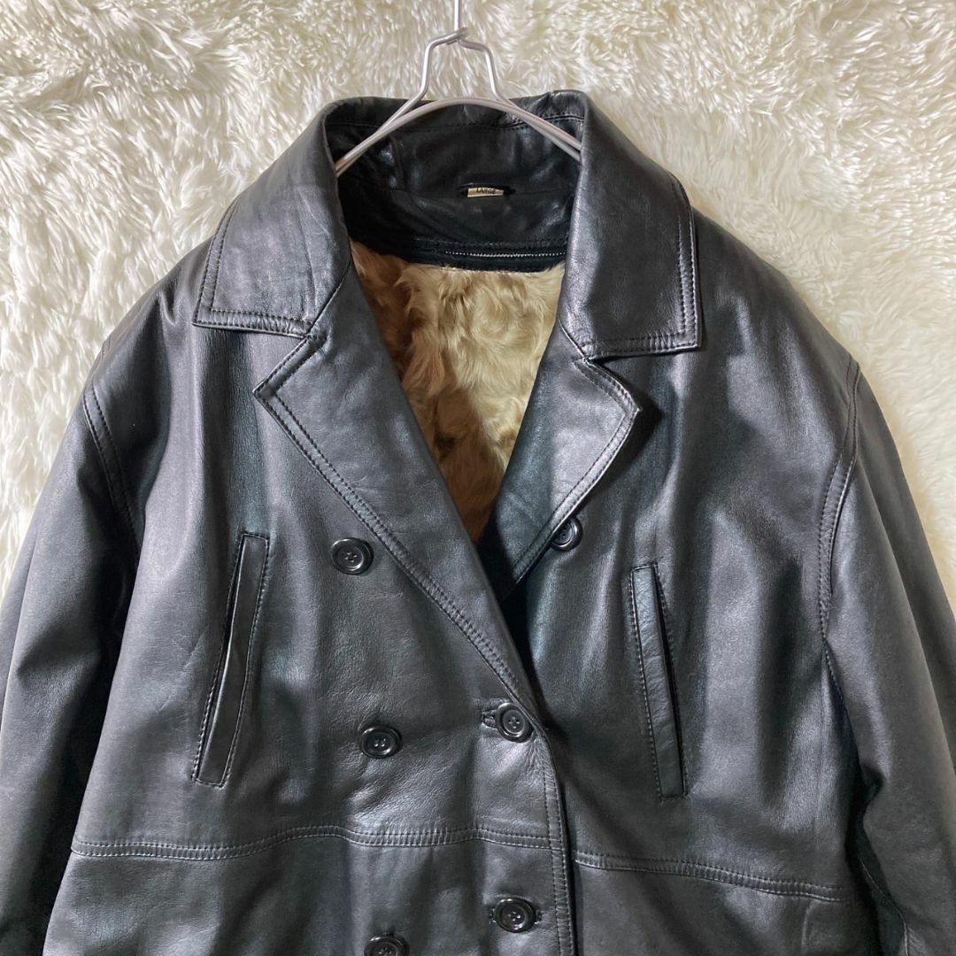 美品 ラム レザージャケット チェキアンラム 毛皮 ライナー コート L