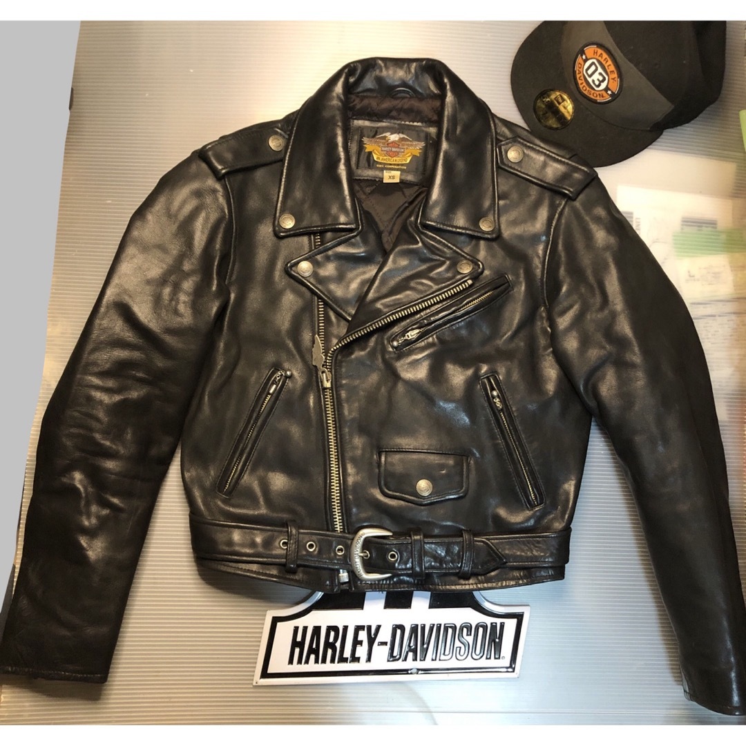 Harley Davidson - 【ザ黒革Wの革ジャン美品！】ハーレーダビッドソン