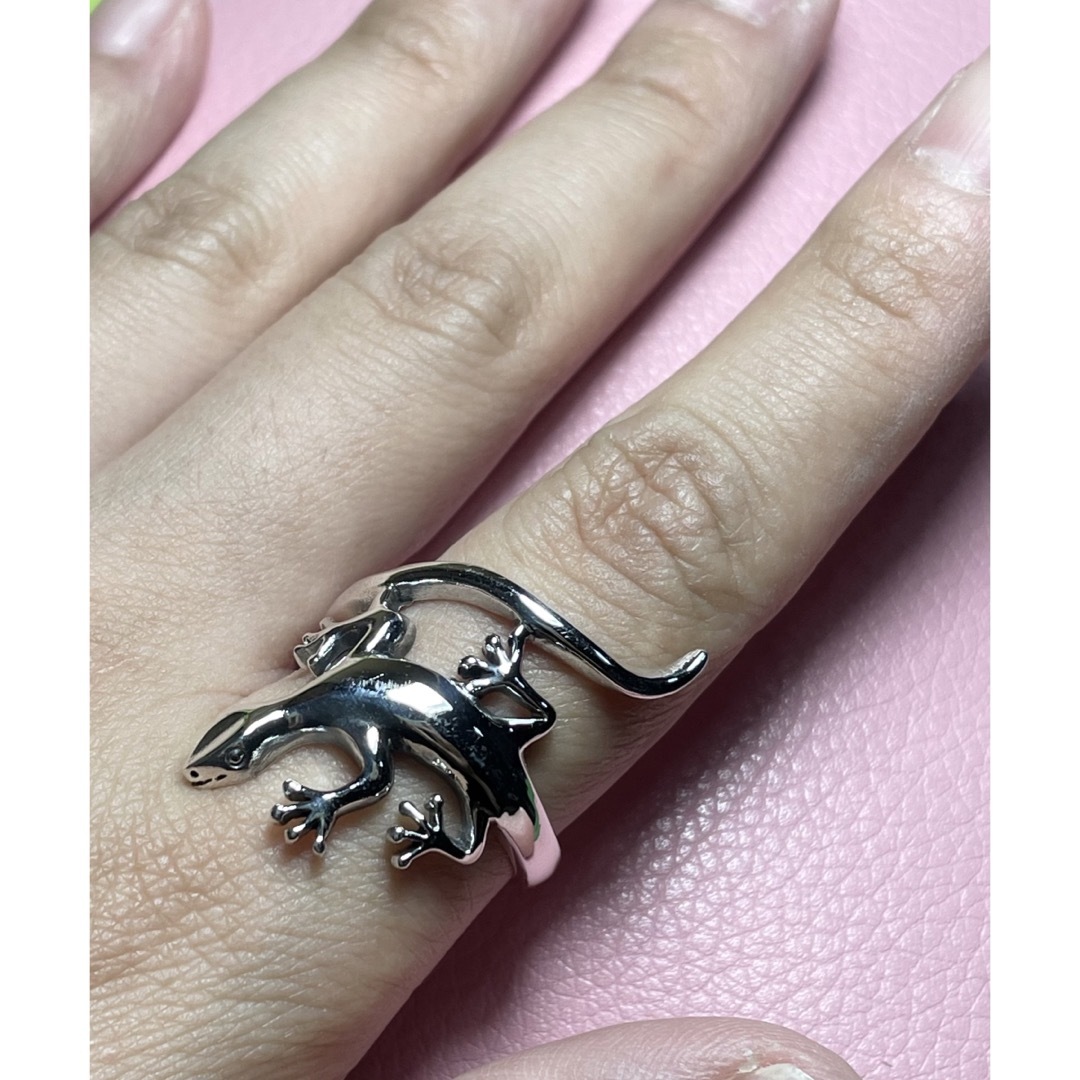 トカゲ 蜥蜴 爬虫類 シルバー925リング クラフト銀アクセサリー24号Ks