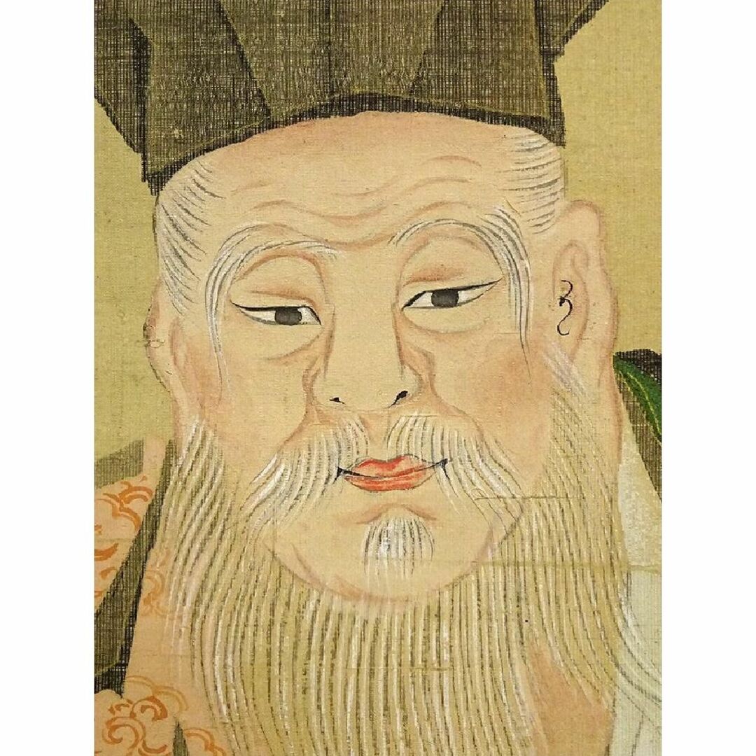 真作】掛軸 土佐光貞『祝儀三幅対 鶴 福禄寿』絹本 箱付 掛け軸 a01141