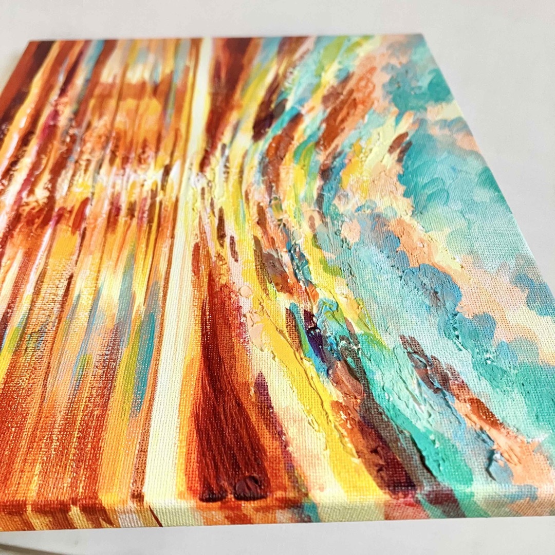 茜色の空＊絵画 風景画 原画 海 空 アクリル画 テクスチャーアートの