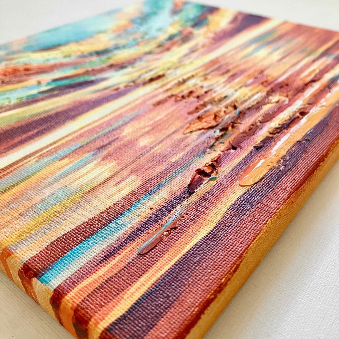 茜色の空＊絵画 風景画 原画 海 空 アクリル画 テクスチャーアートの