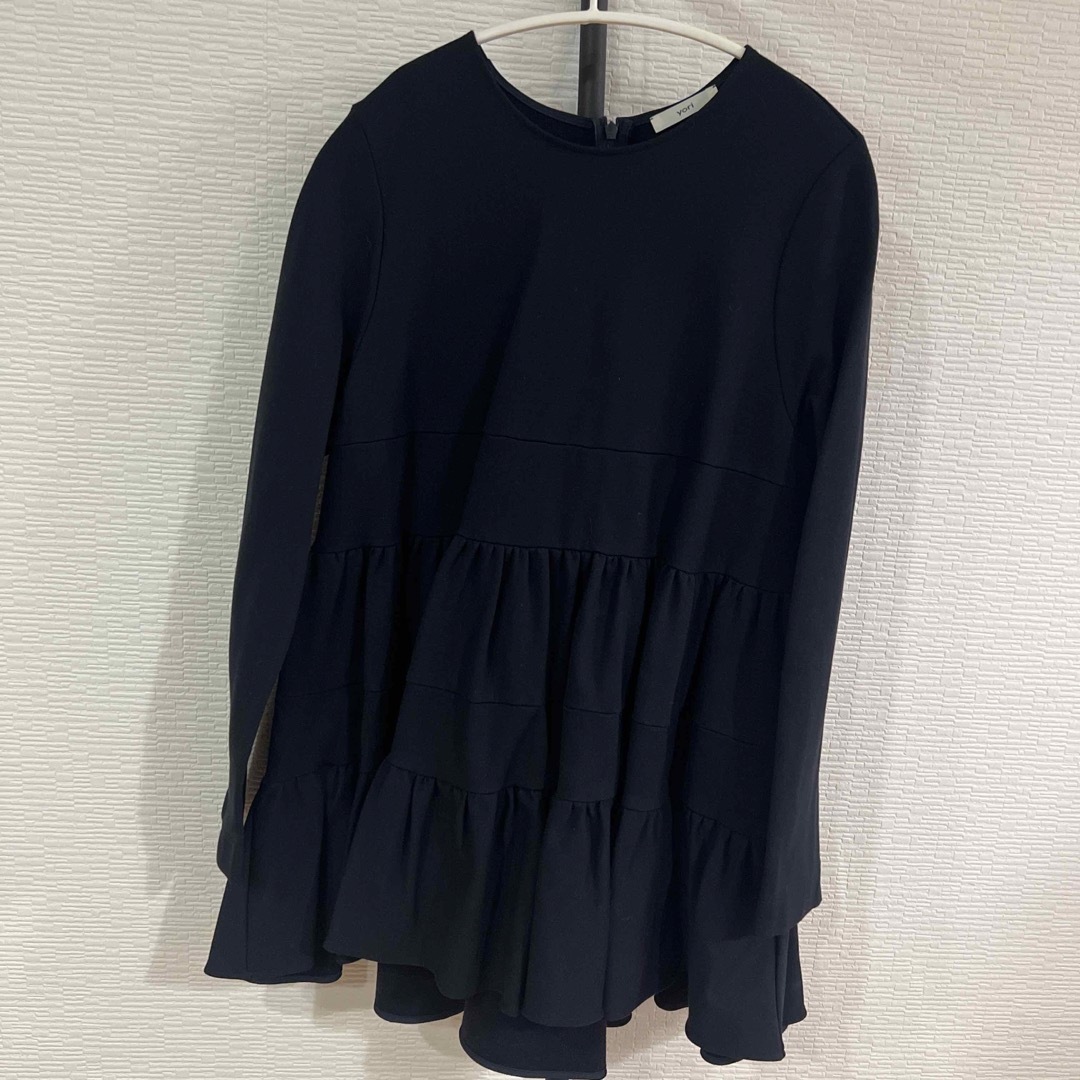 yori yori ぬくぬくヘムフリルブラウスネイビー ぬくぬくヘムフリル