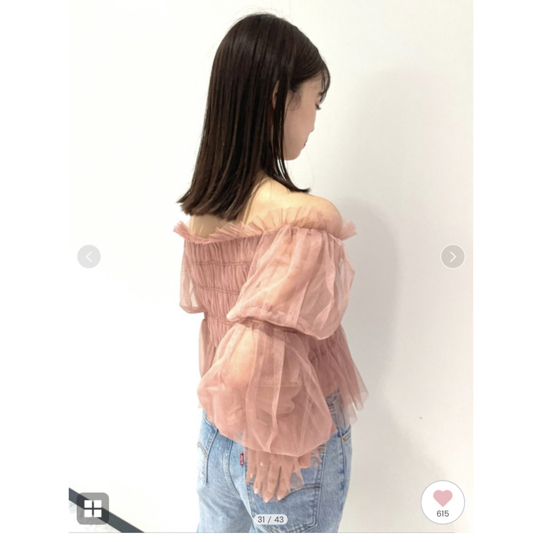 SNIDEL - スナイデル チュール オフショル トップス ピンクの通販 by