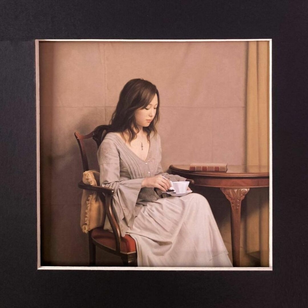 森本草介、【コーヒータイム】、希少な額装用画集画、新品高級額 額装