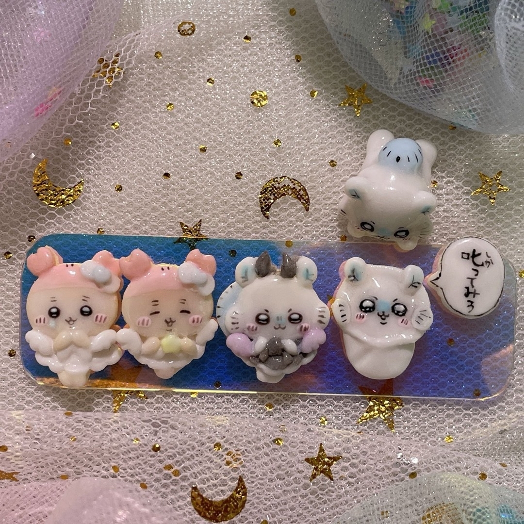 3dネイルパーツ オーダー ちいかわ ハチワレ モモンガ bt21 プリキュア