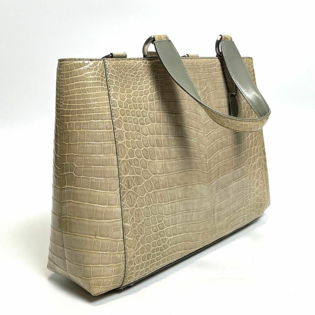 極美品JRA認定クロコダイル目地染ボストン、トートバッグ、大きめバック