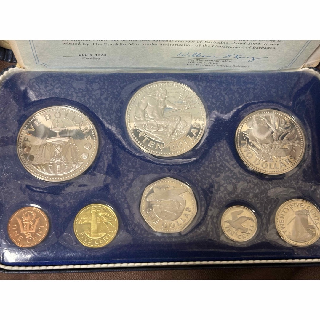 バルバドス 1973年 プルーフコインセット 銀貨 フランクリンミント製の
