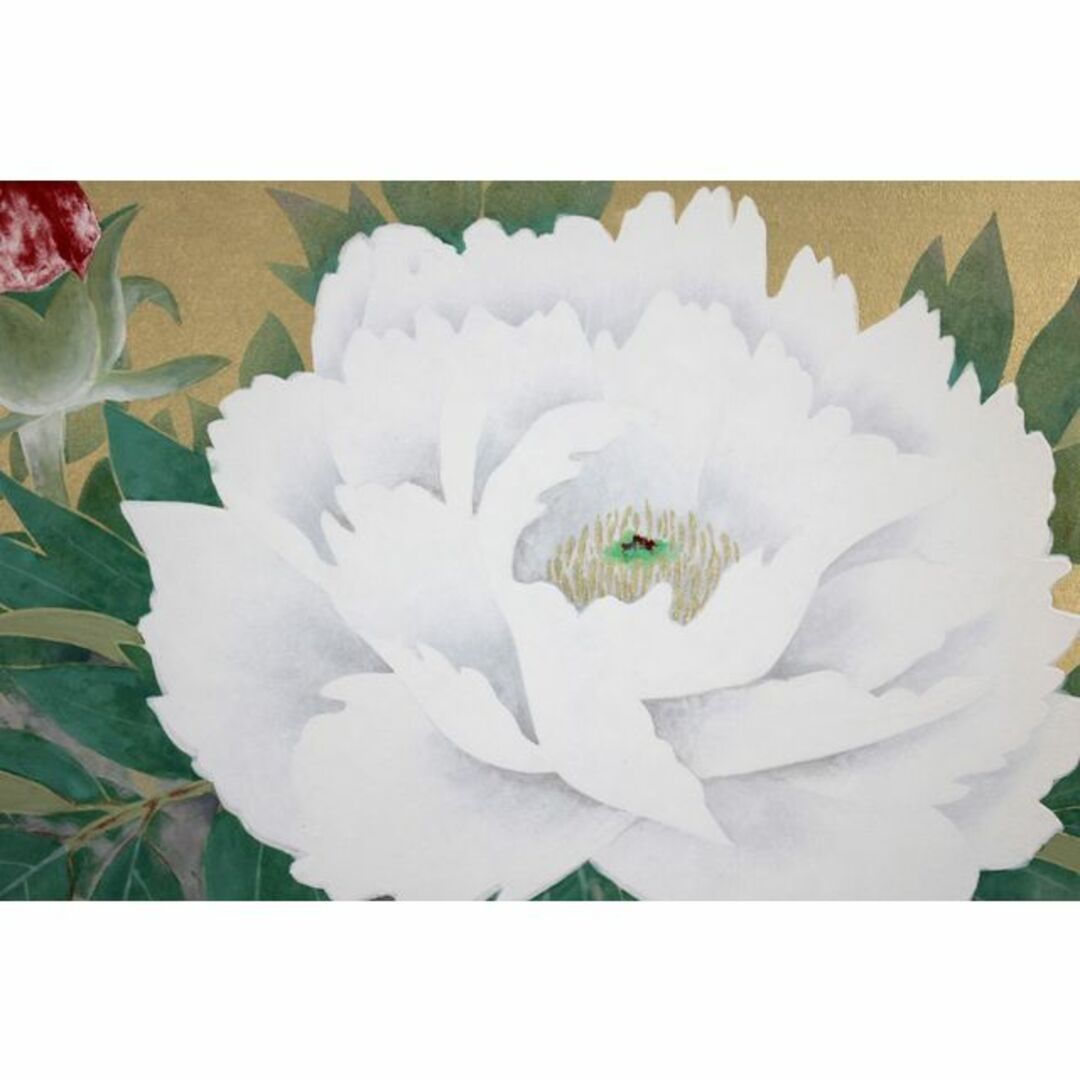 八木輝昭『白牡丹』日本画【真作保証】 絵画の通販 by 北海道画廊｜ラクマ