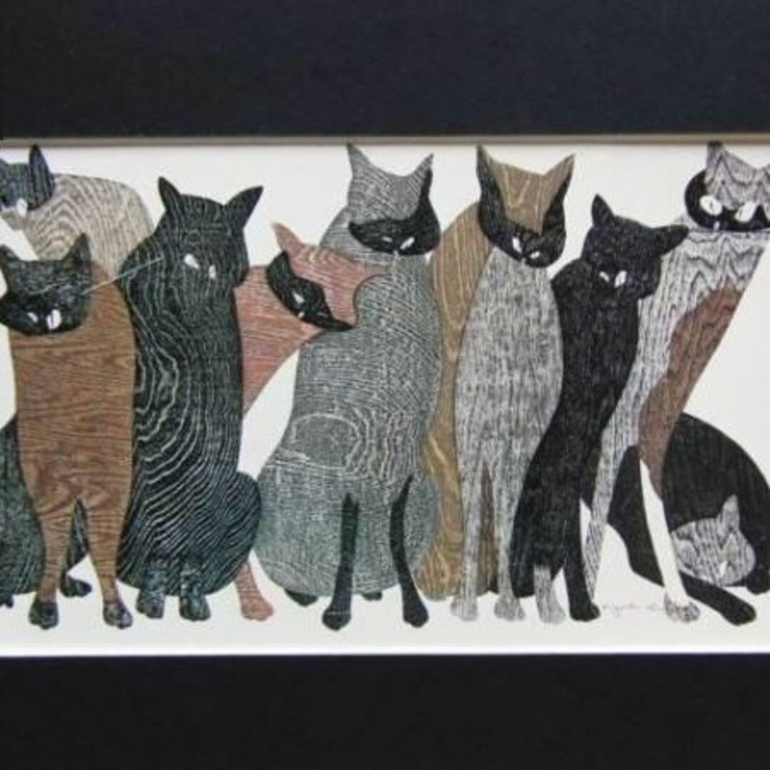 斎藤清、「競艶」、希少な画集の額装画、オーダーマット付・日本製新品