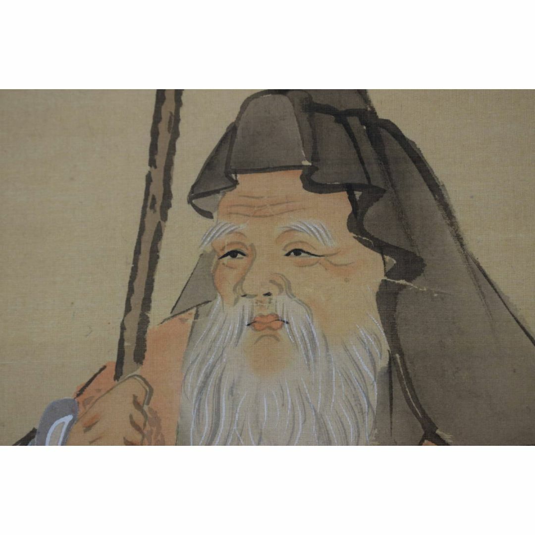 真作】岡本豊彦/鹿寿老人図/七福神の内の一人/掛軸☆宝船☆Z-298の通販