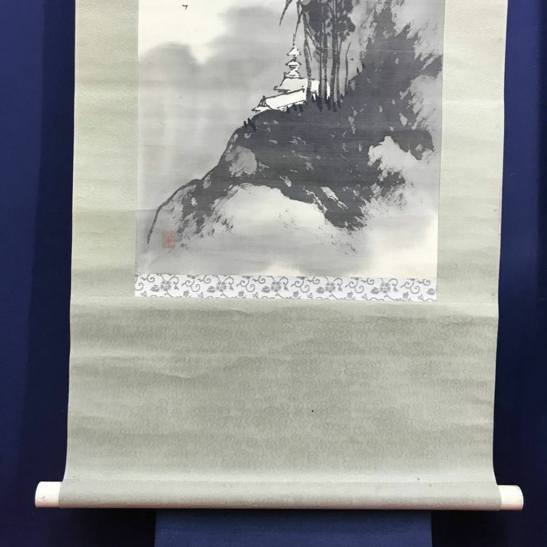 複製/王石谷/山水図/中国画/唐画/工芸/布袋屋掛軸HI-76