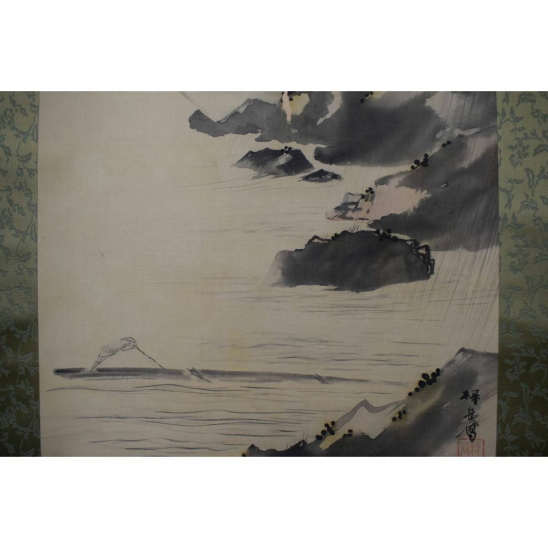 真作/益田楳岳/雨中嵐峡図/嵐山山水図/掛軸☆宝船☆Y-872の通販 by