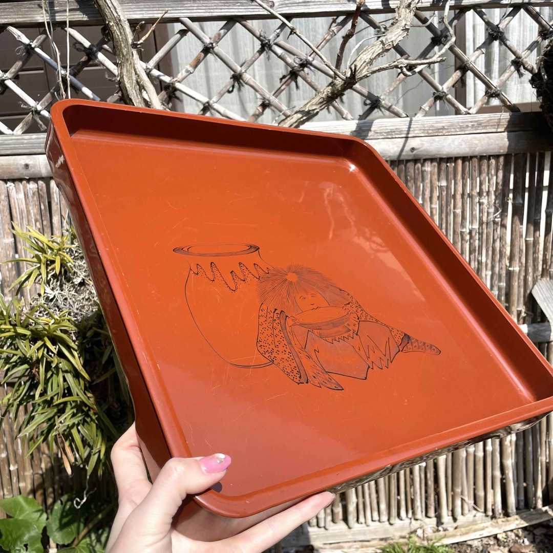 お盆 年代物 大正時代 漆器 おぼん 骨董品 漆塗り アンティーク トレー