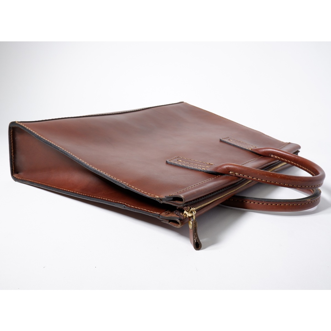 HERZ/ヘルツ 三角マチの二本手ビジネスバッグ レザーブリーフケース【M