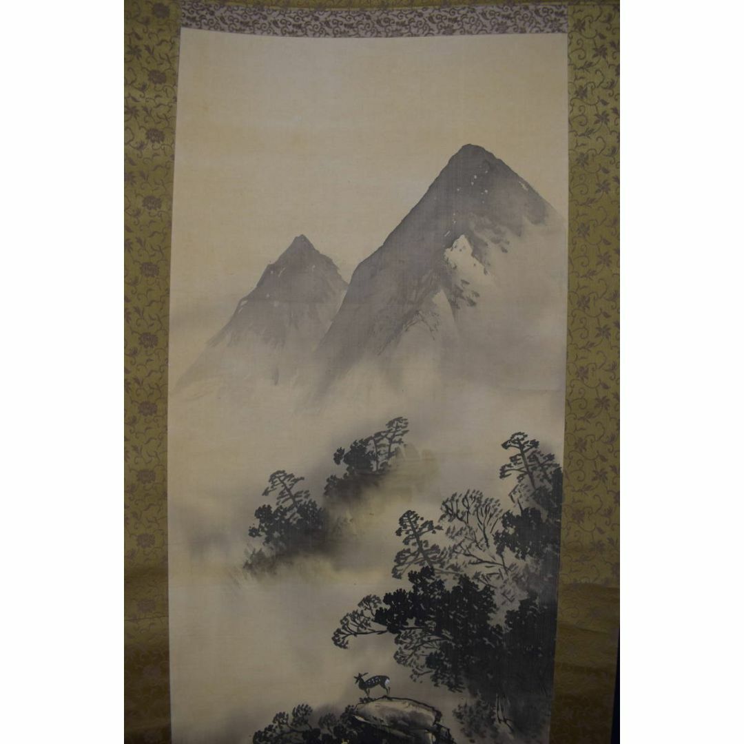 春酔/深山幽谷図/鹿図/山水渓谷/掛軸☆宝船☆Y-713の通販 by 掛軸