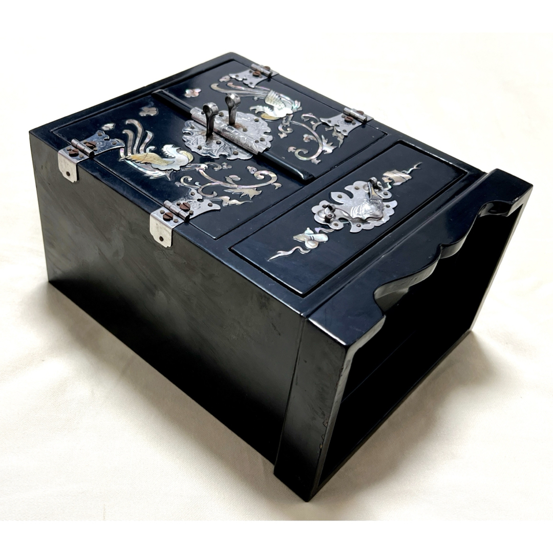 韓国伝統工芸 螺鈿細工 鳳凰柄 引出付宝石箱 ジュエリ－ボックス 小物