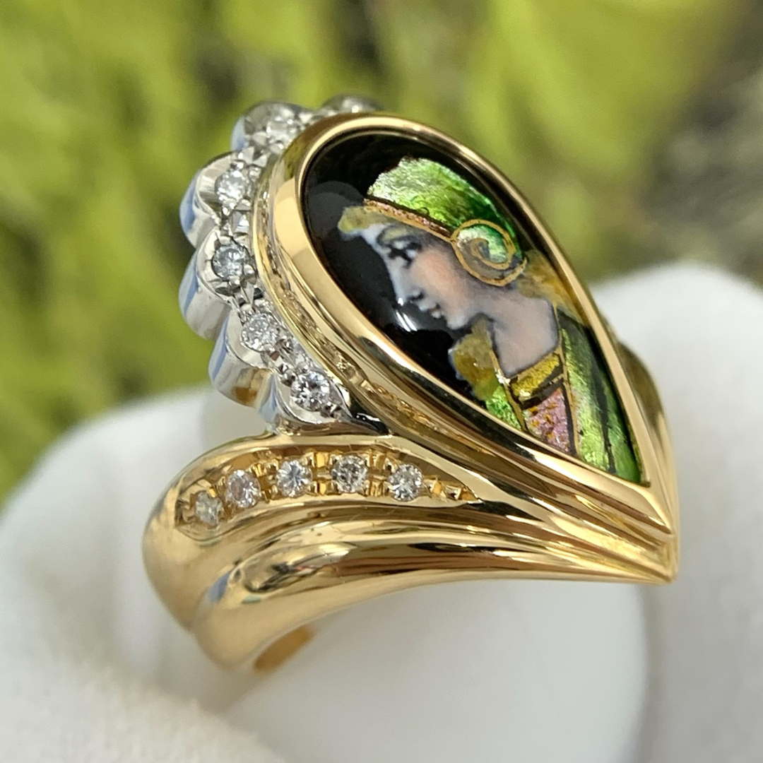 梶光夫 MITSUO KAJI K18YG Pt900 ダイヤ エマーユ リングの通販 by SEA